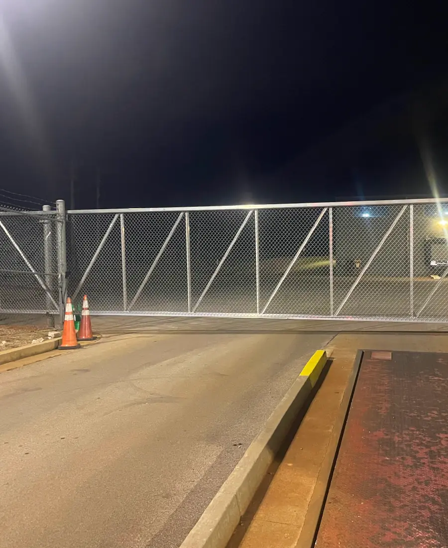 Cantilever sliding gate at a commercial entrance
